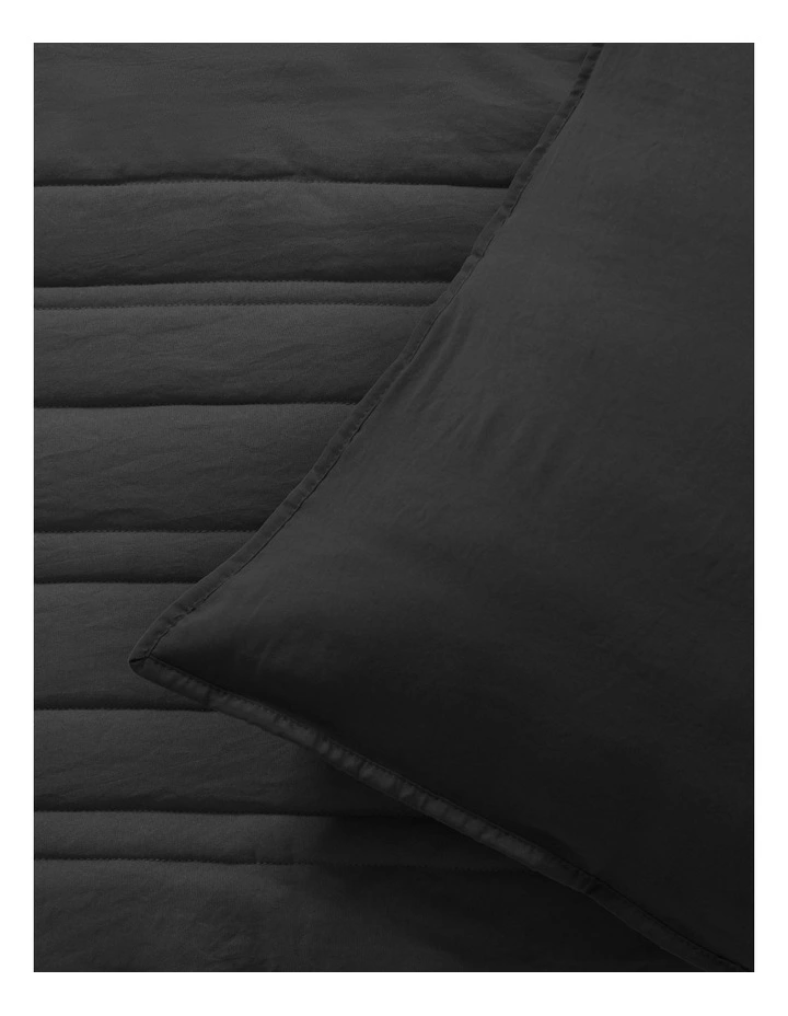Superfine Washed Microfibre Stripe Quilted Coverlet Set in Black image 3