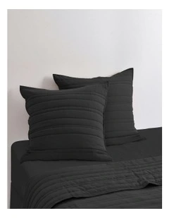 Superfine Stripe Quilted European Pillowcase Twin Pack in Black