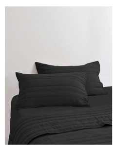 Superfine Stripe Quilted Standard Pillowcase Twin Pack in Black