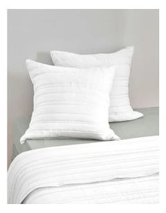 Microfibre Stripe Quilted European Pillowcase Twin Pack in White