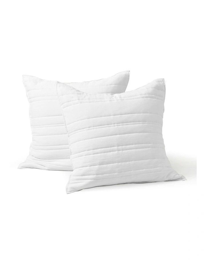 Microfibre Stripe Quilted European Pillowcase Twin Pack in White image 3