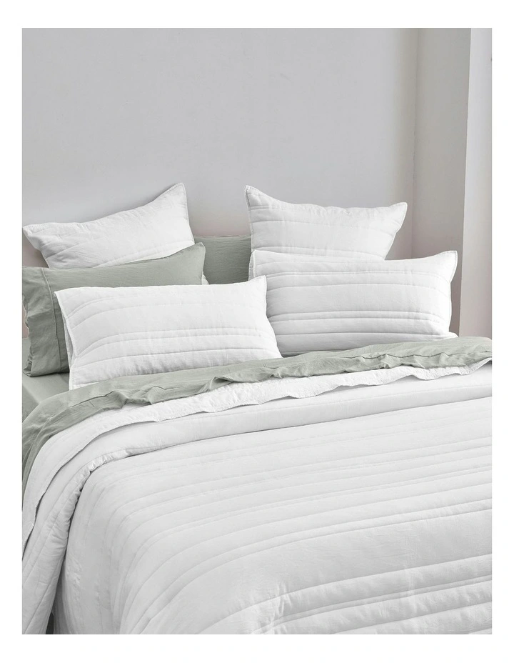 Microfibre Stripe Quilted European Pillowcase Twin Pack in White image 4