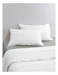 Microfibre Stripe Quilted Standard Pillowcase Twin Pack in White