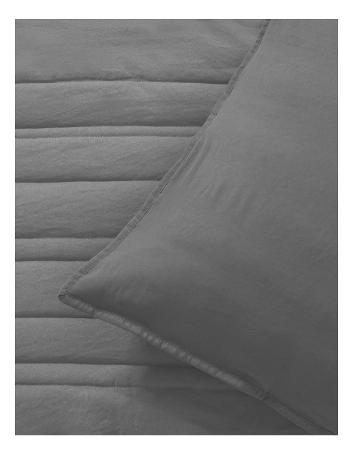 Superfine Washed Microfibre Stripe Quilted Coverlet Set in Charcoal image 3