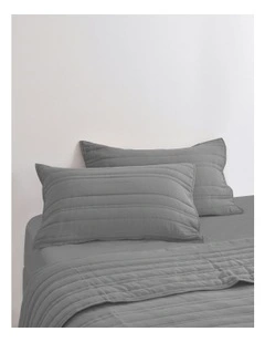 Superfine Washed Microfibre Quilted Standard Pillowcases Twin Pack in Charcoal
