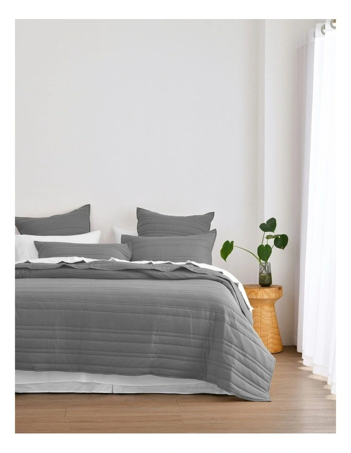 Superfine Washed Microfibre Quilted Standard Pillowcases Twin Pack in Charcoal image 5