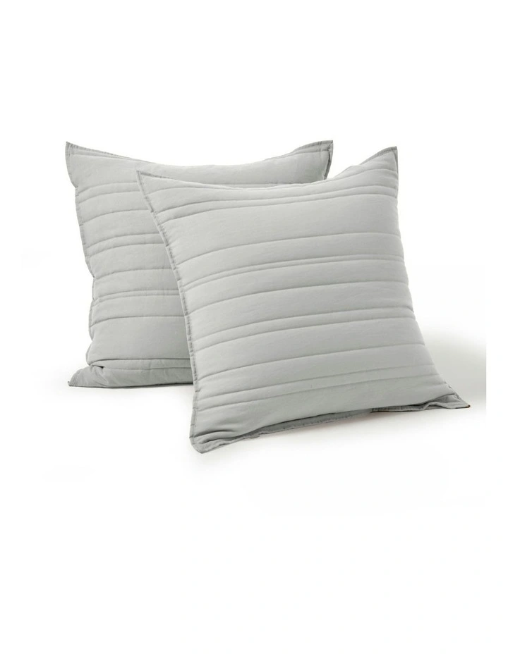 Superfine Washed Microfibre European Pillowcase Twin Pack in Dove Grey image 3