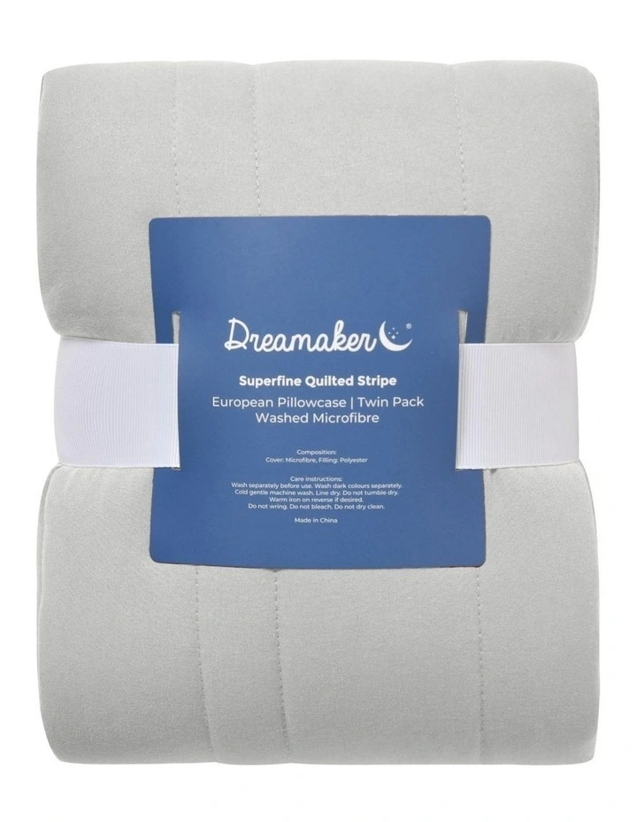 Superfine Washed Microfibre European Pillowcase Twin Pack in Dove Grey image 6