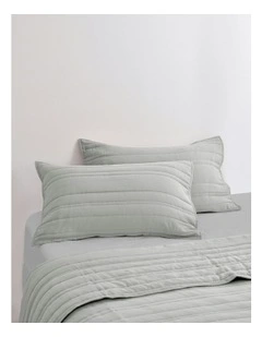 Superfine Washed Microfibre Stripe Quilted Standard Pillowcase Twin Pack in Dove Grey