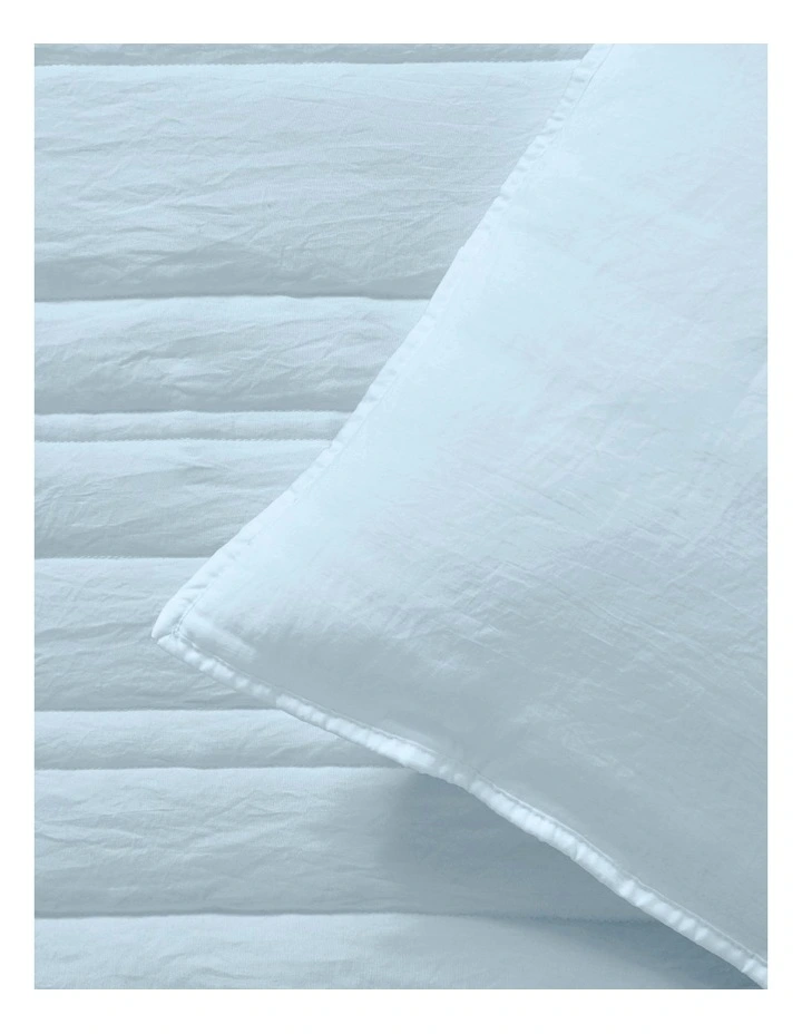 Superfine Washed Microfibre Stripe Quilted European Pillowcase Twin Pack in Ice Blue image 2
