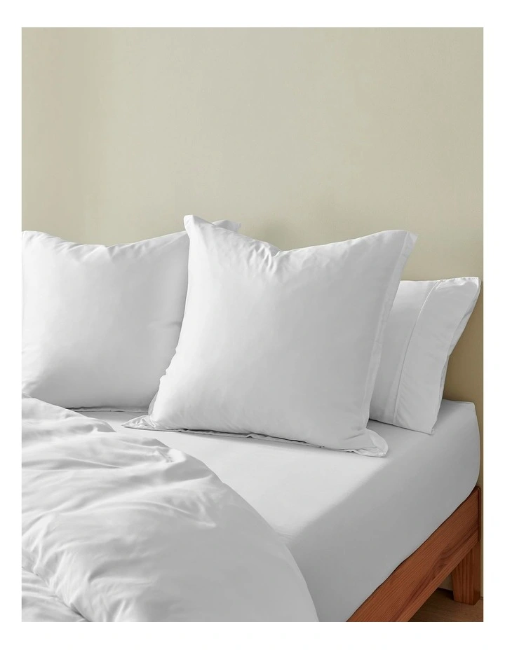 400TC Bamboo Sateen Tailored European Pillowcase Twin Pack in White image 1