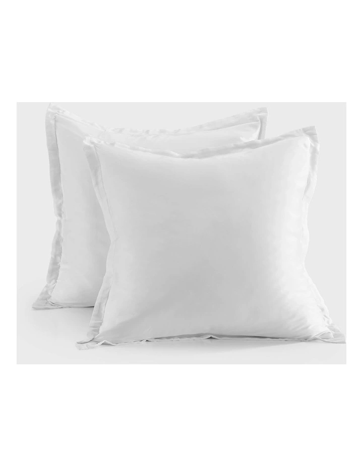 400TC Bamboo Sateen Tailored European Pillowcase Twin Pack in White image 2