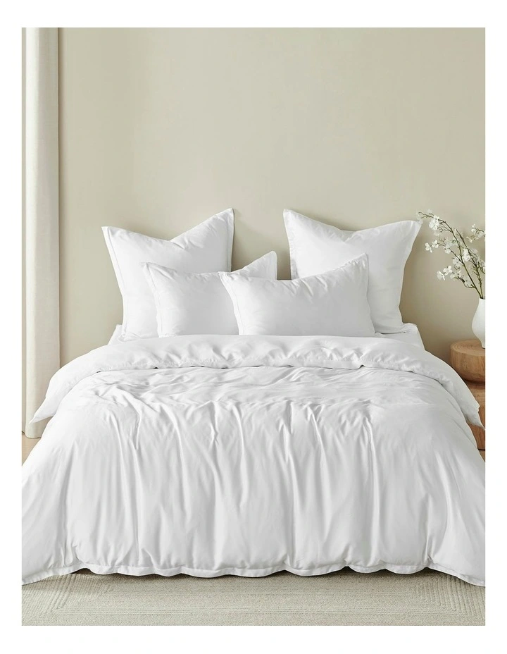 400TC Bamboo Sateen Tailored European Pillowcase Twin Pack in White image 4