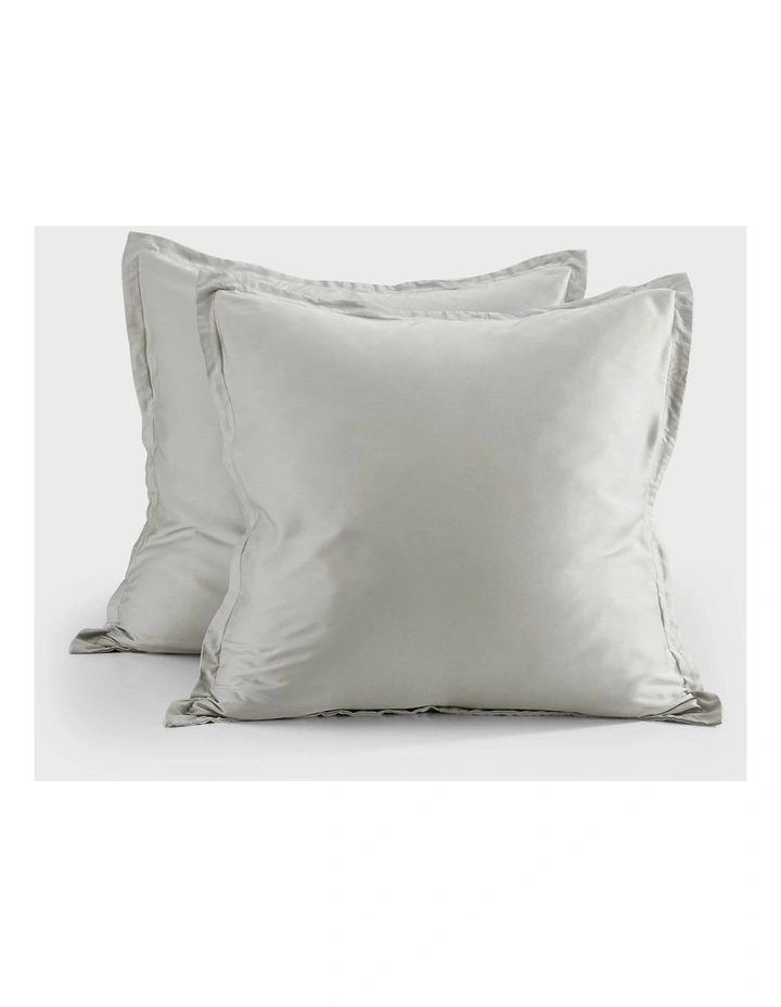 400TC Bamboo Sateen Tailored European Pillowcase Twin Pack in Dove Grey image 2