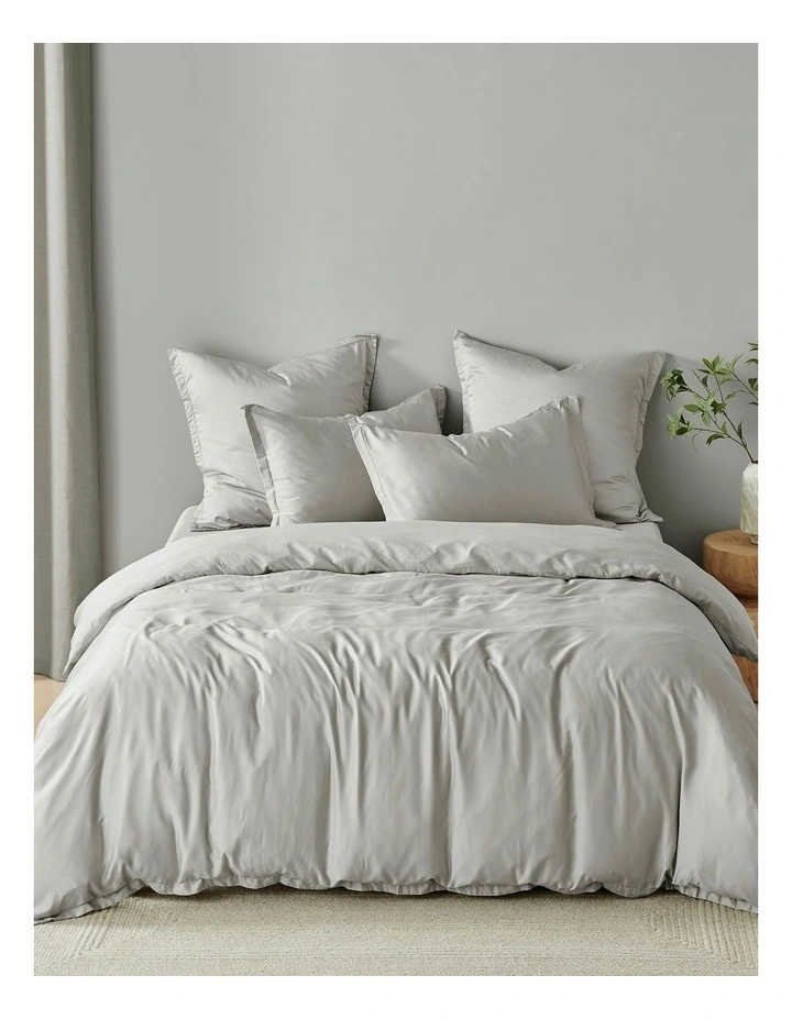 400TC Bamboo Sateen Tailored European Pillowcase Twin Pack in Dove Grey image 4
