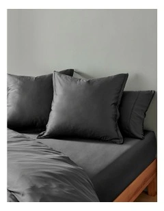 400TC Bamboo Sateen Tailored European Pillowcase Twin Pack in Charcoal