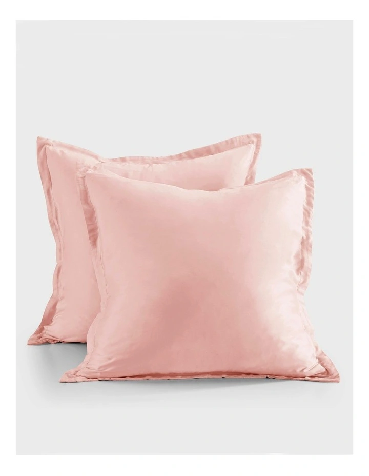 400TC Bamboo Sateen Tailored European Pillowcase Twin Pack in Blush Pink image 2