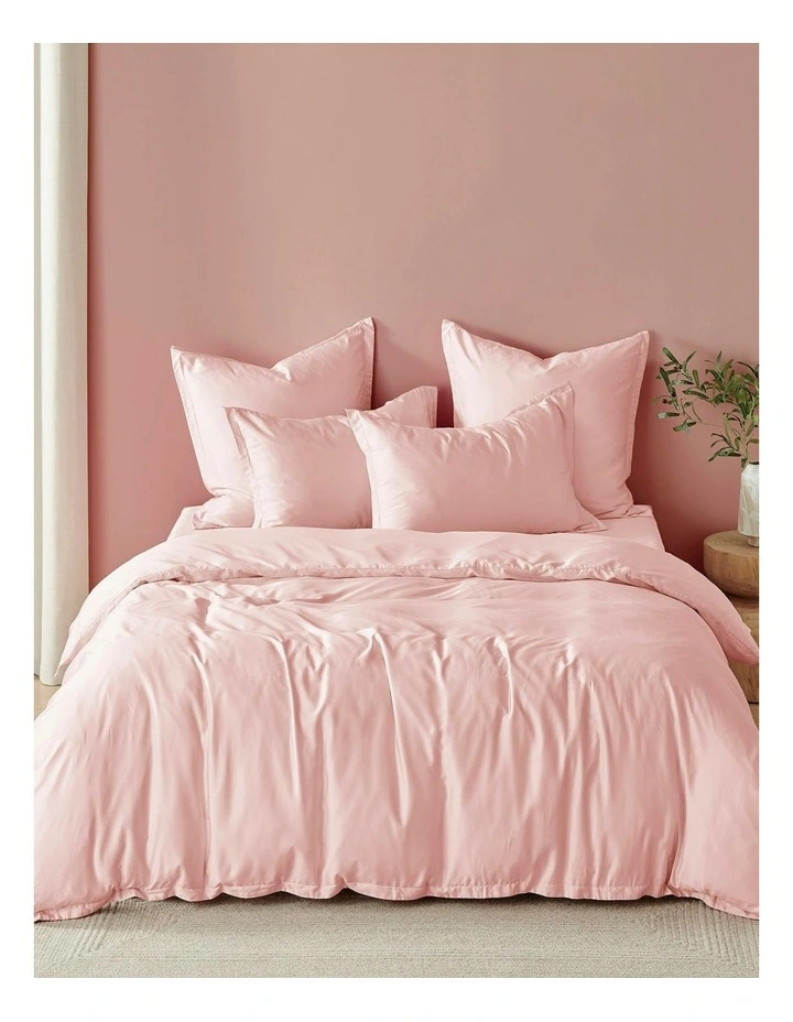 400TC Bamboo Sateen Tailored European Pillowcase Twin Pack in Blush Pink image 4