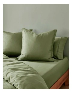 400TC Bamboo Sateen Tailored European Pillowcase Twin Pack in Eucalyptus