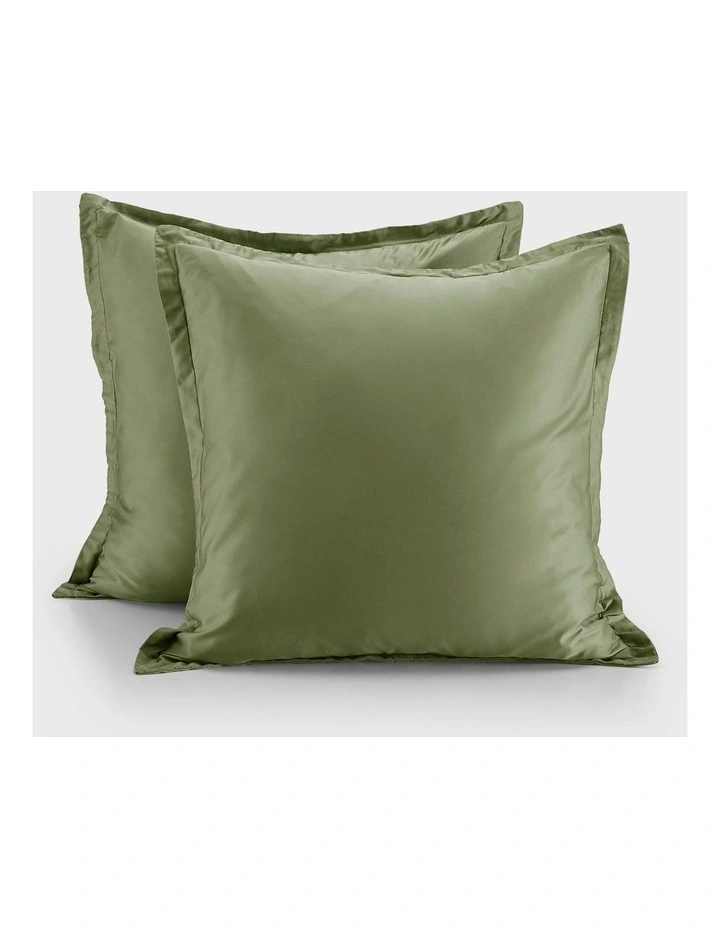 400TC Bamboo Sateen Tailored European Pillowcase Twin Pack in Eucalyptus image 2