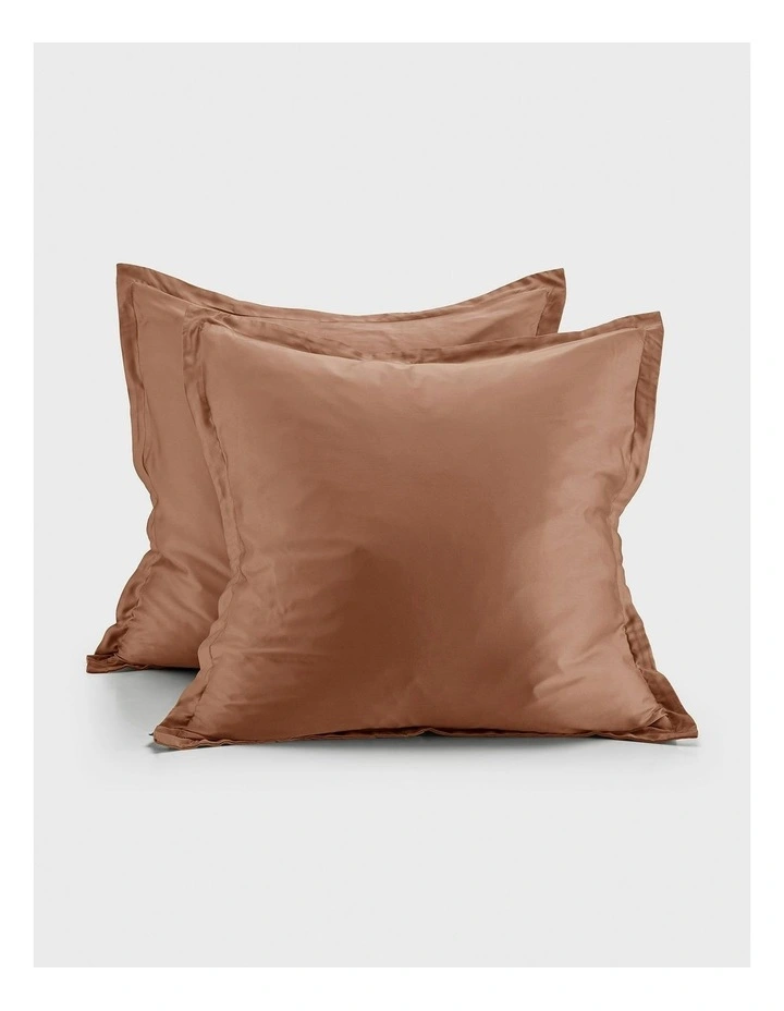 400TC Bamboo Sateen Tailored European Pillowcase Twin Pack in Earth image 2