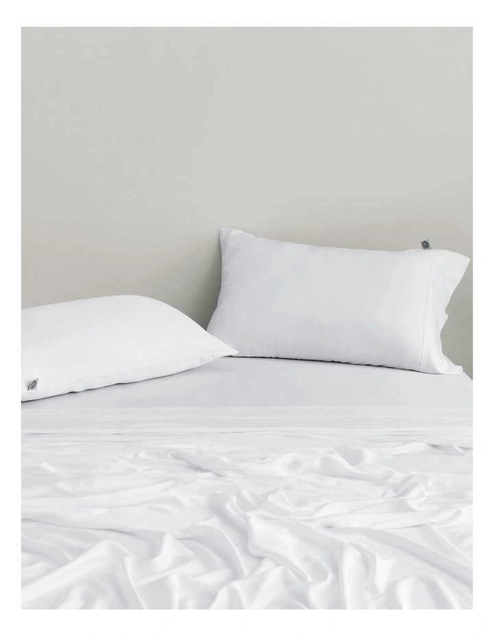 400TC Bamboo Sateen Standard Pillowcase Twin Pack in White image 1