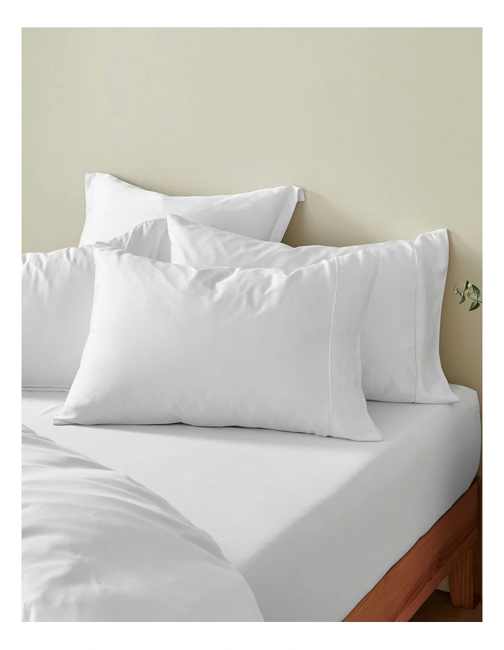 400TC Bamboo Sateen Standard Pillowcase Twin Pack in White image 4