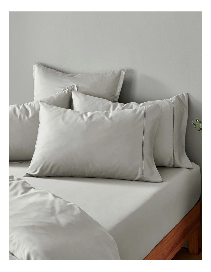 400TC Bamboo Sateen Standard Pillowcase Twin Pack in Dove Grey image 4