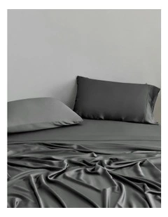 400TC Bamboo Sateen Standard Pillowcase Twin Pack in Charcoal