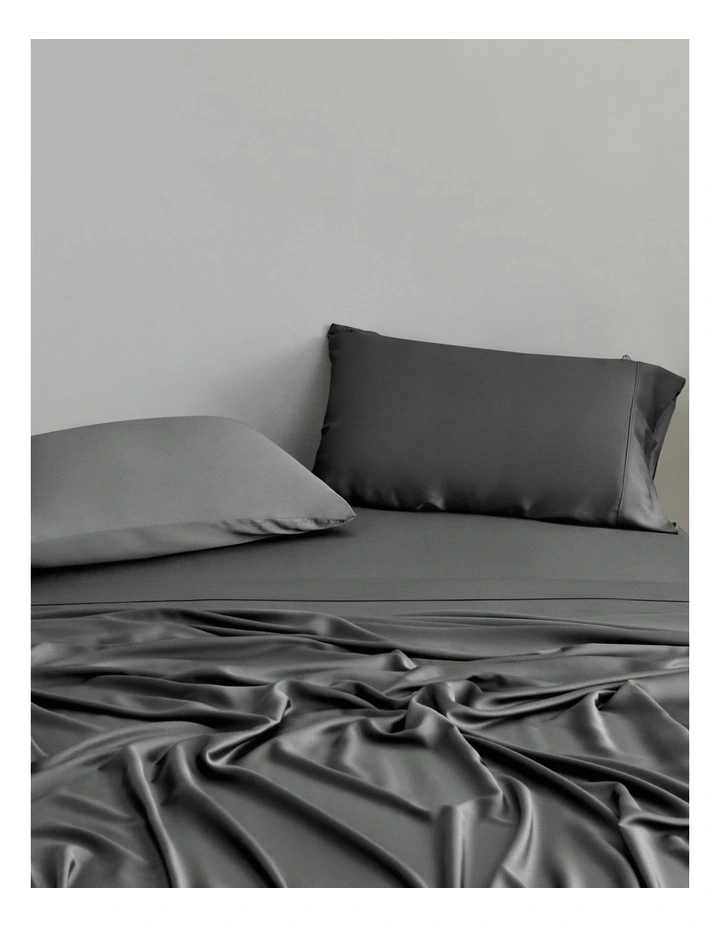 400TC Bamboo Sateen Standard Pillowcase Twin Pack in Charcoal image 1