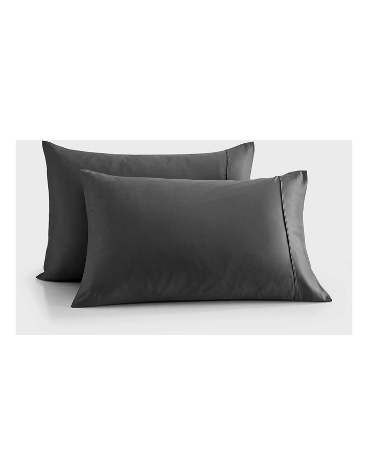 400TC Bamboo Sateen Standard Pillowcase Twin Pack in Charcoal image 2