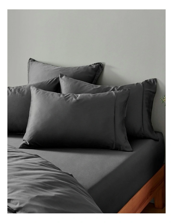 400TC Bamboo Sateen Standard Pillowcase Twin Pack in Charcoal image 4