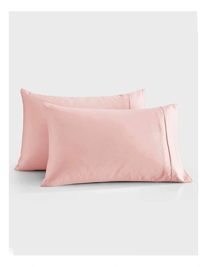 400TC Bamboo Sateen Standard Pillowcase Twin Pack in Blush Pink image 2