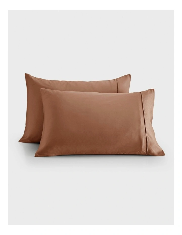 400TC Bamboo Sateen Standard Pillowcase Twin Pack in Earth image 2