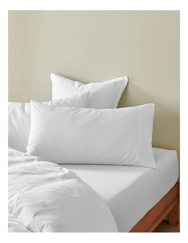 400TC Bamboo Sateen King Pillowcase Twin Pack in White image 1