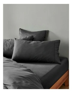 400TC Bamboo Sateen King Pillowcase Twin Pack in Charcoal