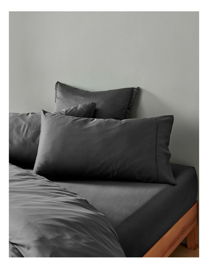 400TC Bamboo Sateen King Pillowcase Twin Pack in Charcoal image 1