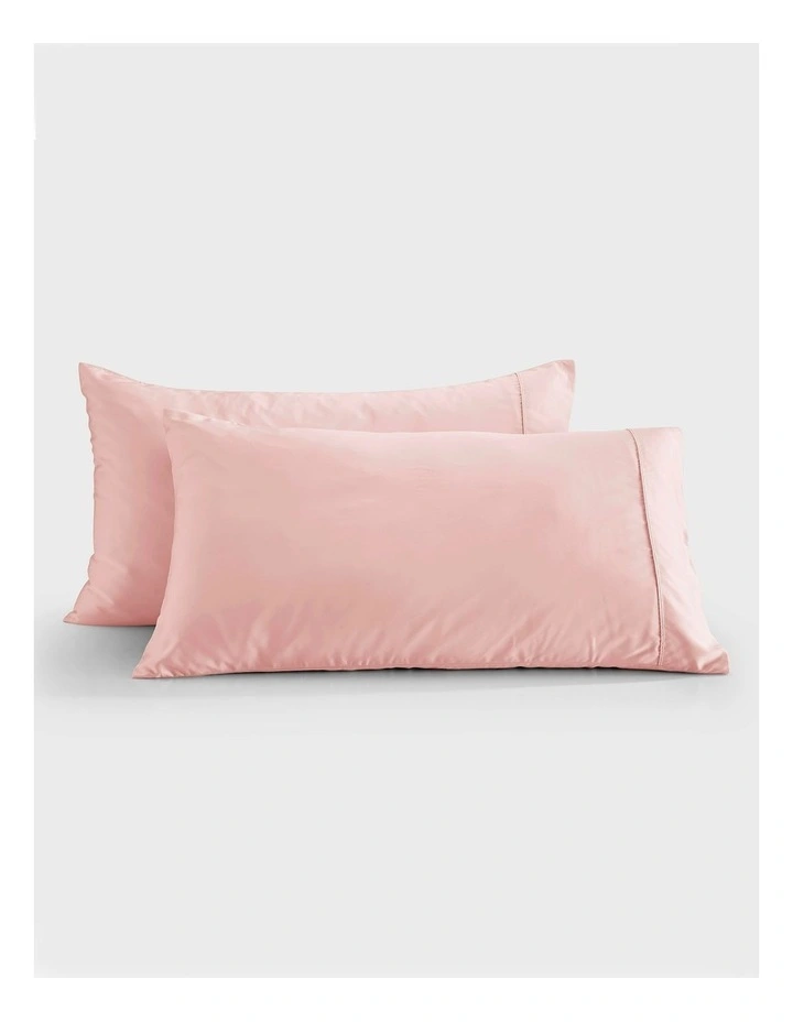 400TC Bamboo Sateen King Pillowcase Twin Pack in Blush Pink image 2
