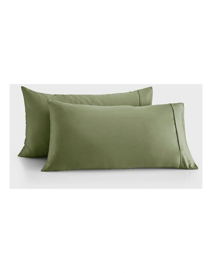 400TC Bamboo Sateen King Pillowcase Twin Pack in Eucalyptus image 2