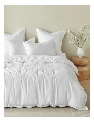 400TC Bamboo Sateen Tailored Quilt Cover Set in White