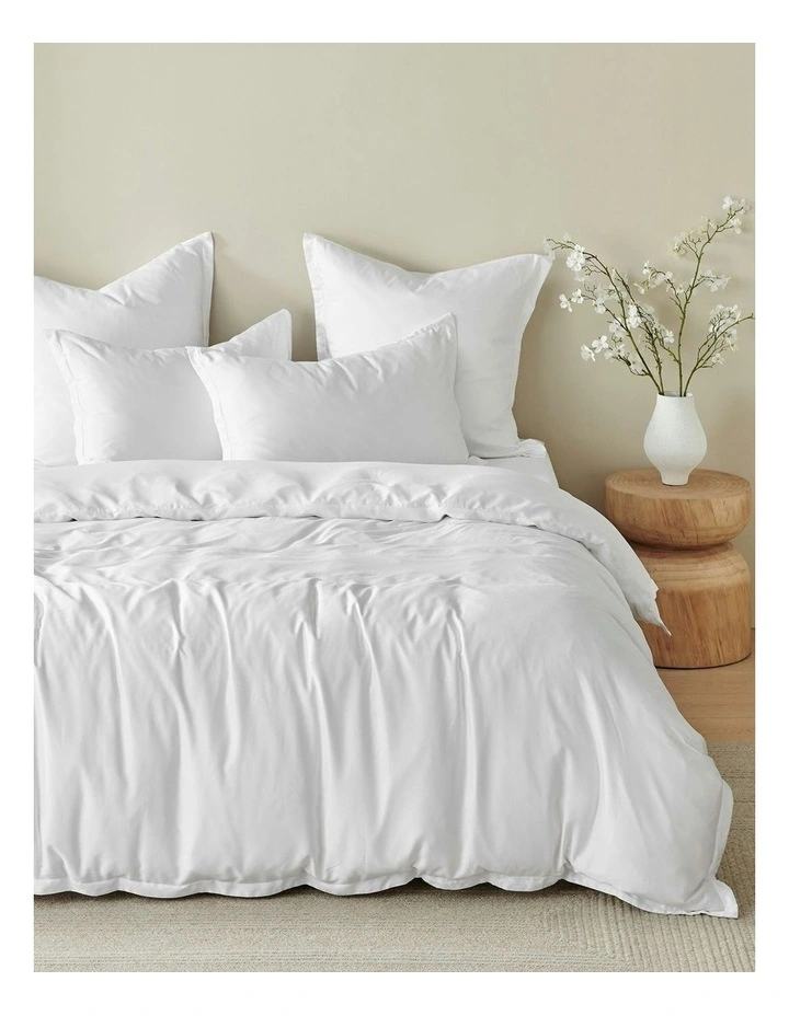 Bamboo Tailored Quilt Cover Set in White image 1
