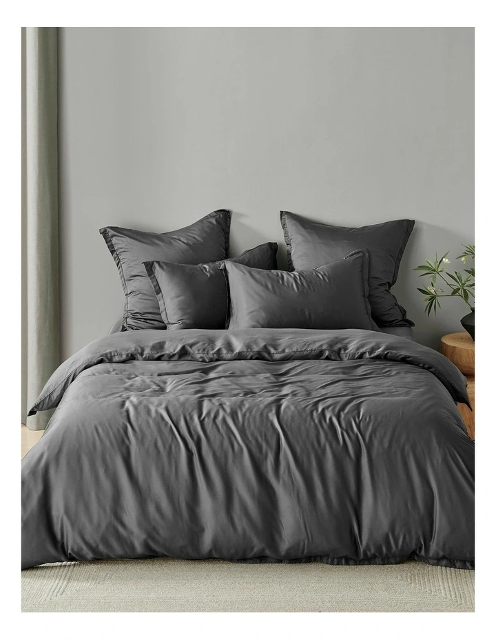 Bamboo Tailored Quilt Cover Set in Charcoal image 2