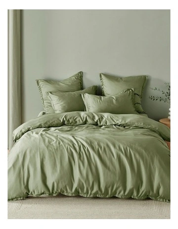 400TC Bamboo Sateen Tailored Quilt Cover Set in Eucalyptus