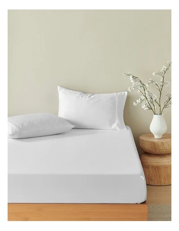 400TC Bamboo Sateen Fitted Sheet Set in White