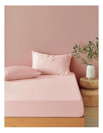 400TC Bamboo Sateen Fitted Sheet Set in Blush Pink