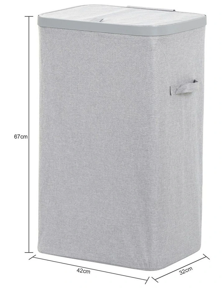 Voyager Laundry Hamper Faux Linen 42x32x67cm 60L in Grey image 6