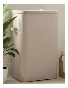Voyager Laundry Hamper Faux Linen 42x32x67cm 60L in Natural