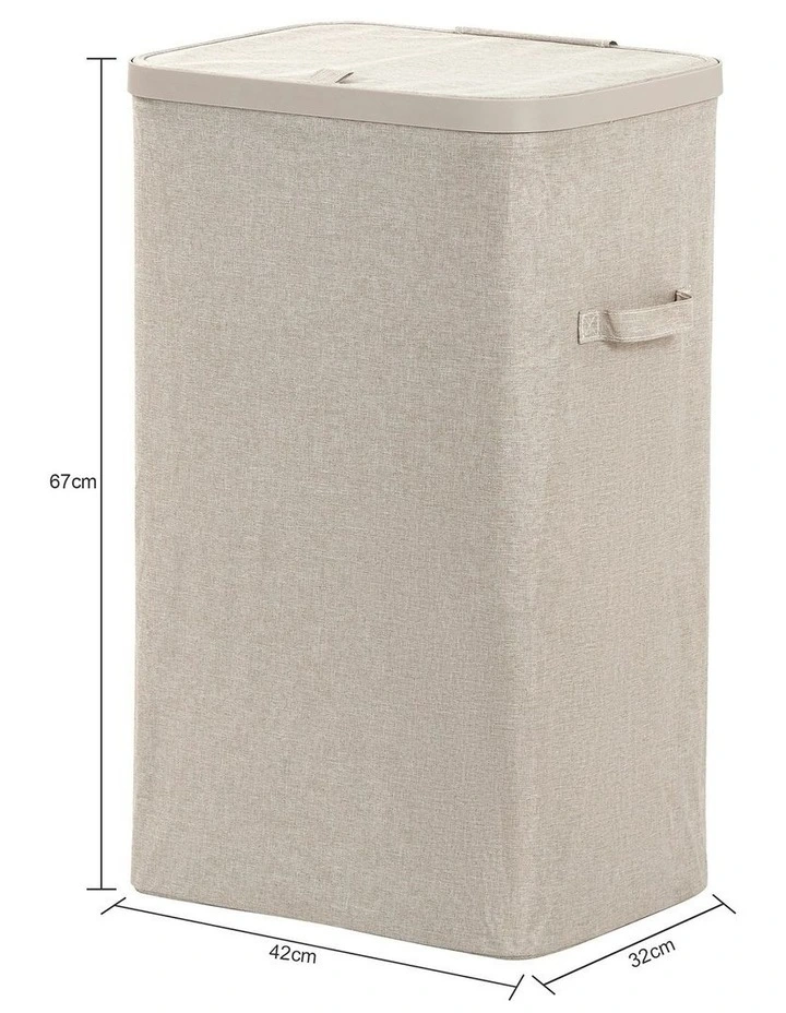 Voyager Laundry Hamper Faux Linen 42x32x67cm 60L in Natural image 6