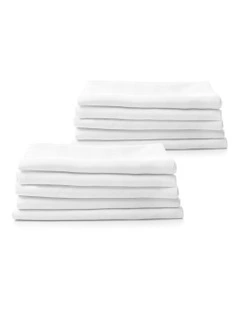 Commercial Cotton Blend Top/Bottom Flat Sheet 10 Pack in White