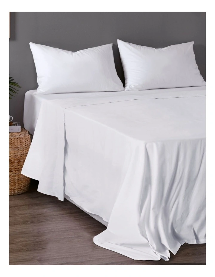 Commercial Cotton Blend Top/Bottom Flat Sheet 10 Pack in White image 2